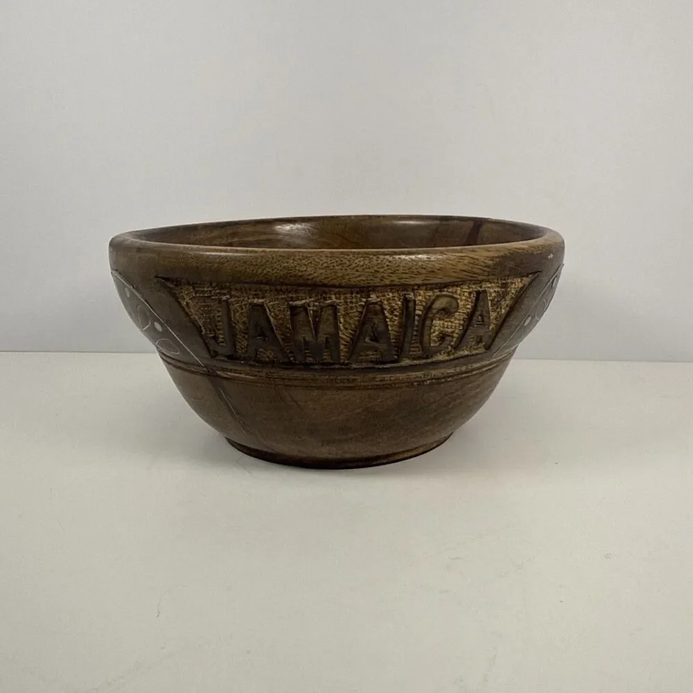 7.5” Folk Art Hand Carved Wooden Bowl - Jamaica 🇯🇲